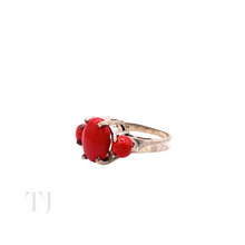 Load image into Gallery viewer, Coral Cabochon Ring in Sterling Silver
