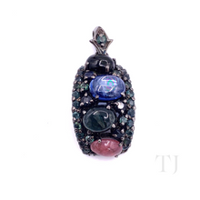 Load image into Gallery viewer, Multi Colored Tourmaline Curved Pendant in Sterling Silver
