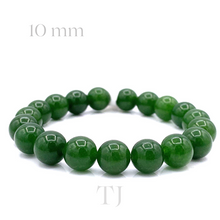 Cargar imagen en el visor de la galería, Green Jade bead bracelet, 10 mm bead size
