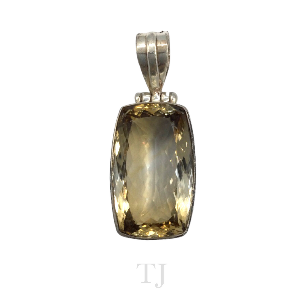 Citrine Square Pendant in Sterling Silver