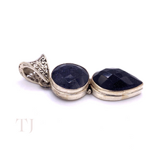 将图片加载到图库查看器，Blue Gold Sandstone faceted stones in sterling silver setting pendant with a bail
