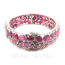 Загрузить изображение в средство просмотра галереи, Ruby Bangle Bracelet in Sterling Silver (White Gold Coated)
