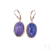 将图片加载到图库查看器，Blue Lace Agate Oval cabochon earrings in sterling silver
