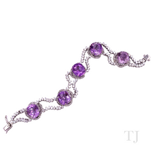 Cargar imagen en el visor de la galería, Amethyst faceted cut bracelet in sterling silver
