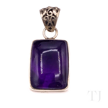 Load image into Gallery viewer, Amethyst Square Cabochon Pendant in sterling silver
