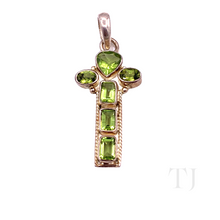 Load image into Gallery viewer, Peridot Faceted Cut Cross Pendant in Sterling Silver
