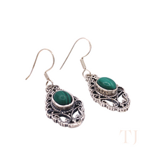 Cargar imagen en el visor de la galería, Malachite Antique Earrings in Sterling Silver
