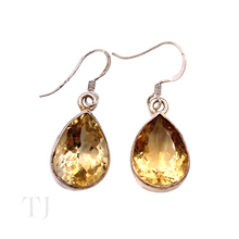 Load image into Gallery viewer, Citrine Tear Drop Cut Earrings in Sterling Silver
