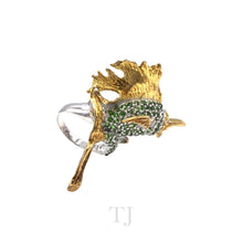 Cargar imagen en el visor de la galería, Chrome Diopside Fish Shape Ring in Sterling Silver (Gold Coated)
