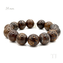 将图片加载到图库查看器，bronzite bead bracelet with elastic string, 14 mm bead size
