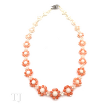 Load image into Gallery viewer, Italian Angel Skin Coral Flower Necklace in Sterling Silver
