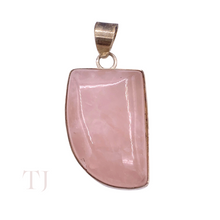 Load image into Gallery viewer, Rose Quartz Tooth Pendant in Sterling Silver
