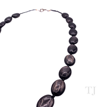 Cargar imagen en el visor de la galería, Black Onyx Flat Oval Necklace &amp; Earrings Set
