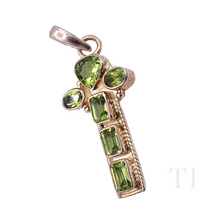 Load image into Gallery viewer, Peridot Faceted Cut Cross Pendant in Sterling Silver
