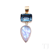 Load image into Gallery viewer, Moonstone &amp; Aquamarine Pendant in Sterling Silver
