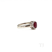 Load image into Gallery viewer, Side view of Ruby Oval Ring in Sterling Silver
