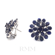 Load image into Gallery viewer, Sapphire Flower Earrings in Sterling Silver
