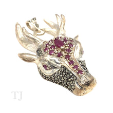 Load image into Gallery viewer, Ruby in Deer Shape Sterling Silver Pendant
