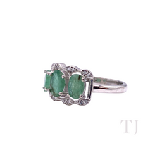 Load image into Gallery viewer, Emerald Oval Cut Ring in Sterling Silver
