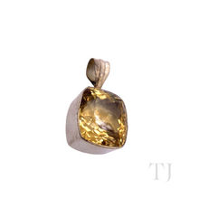 Load image into Gallery viewer, Citrine Square Cut Pendant in Sterling Silver
