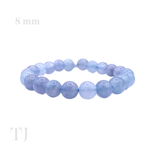 Cargar imagen en el visor de la galería, Aquamarine bead bracelet with elastic string, 8mm bead size
