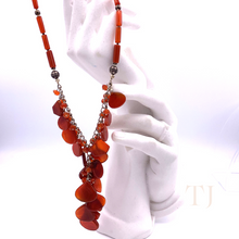 Load image into Gallery viewer, Carnelian Flat and Tube Necklace with hook clasp
