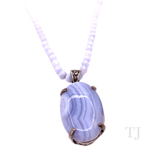 将图片加载到图库查看器，Blue Lace Agate necklace with a cabochon pendant
