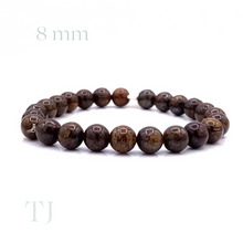 Cargar imagen en el visor de la galería, bronzite bead bracelet with elastic string, 8 mm bead size
