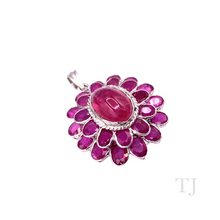 Cargar imagen en el visor de la galería, Ruby Layered Flower Pendant in Sterling Silver
