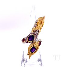 Cargar imagen en el visor de la galería, Multi Gemstones Dragon Shaped Ring in Sterling Silver
