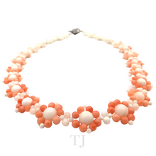 Cargar imagen en el visor de la galería, Italian Angel Skin Coral Flower Necklace in Sterling Silver
