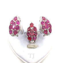 Cargar imagen en el visor de la galería, Ruby Earrings &amp; Ring Set in Sterling Silver
