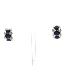 Load image into Gallery viewer, Sapphire with Diamonique Set (Earrings+Ring) in sterling silver
