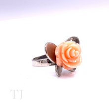 Load image into Gallery viewer, Italian Angle Skin Coral Rose Ring in Sterling Silver
