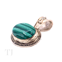 Load image into Gallery viewer, Malachite Oval Cabochon Pendant in Sterling Silver
