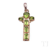 Load image into Gallery viewer, Peridot Faceted Cut Cross Pendant in Sterling Silver
