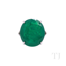 Load image into Gallery viewer, Emerald Doublet Round Cut Ring in Sterling Silver
