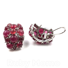 Load image into Gallery viewer, Ruby Cabochon Earrings in Sterling Silver
