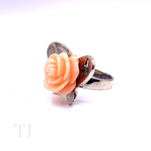 Cargar imagen en el visor de la galería, Italian Angle Skin Coral Rose Ring in Sterling Silver
