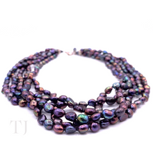 Cargar imagen en el visor de la galería, Multi-colored Freshwater Pearl Layered Necklace in Sterling Silver
