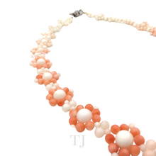 Load image into Gallery viewer, Italian Angel Skin Coral Flower Necklace in Sterling Silver
