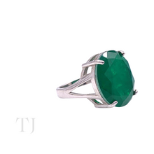 Load image into Gallery viewer, Emerald Doublet Round Cut Ring in Sterling Silver
