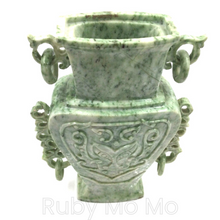 Load image into Gallery viewer, Top view of Antique Jade Incense burner with carvings
