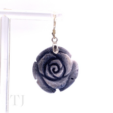 Load image into Gallery viewer, Blue Coral rose shaped earrings with sterling silver hooks
