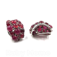 Cargar imagen en el visor de la galería, Ruby Cabochon Earrings in Sterling Silver
