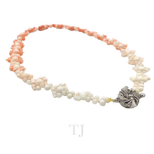 Load image into Gallery viewer, Italian Angel Skin Coral Flower Necklace in Sterling Silver
