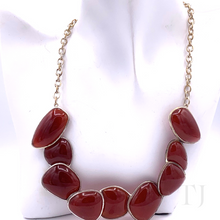 Load image into Gallery viewer, Carnelian cabochon stones in sterling silver necklace
