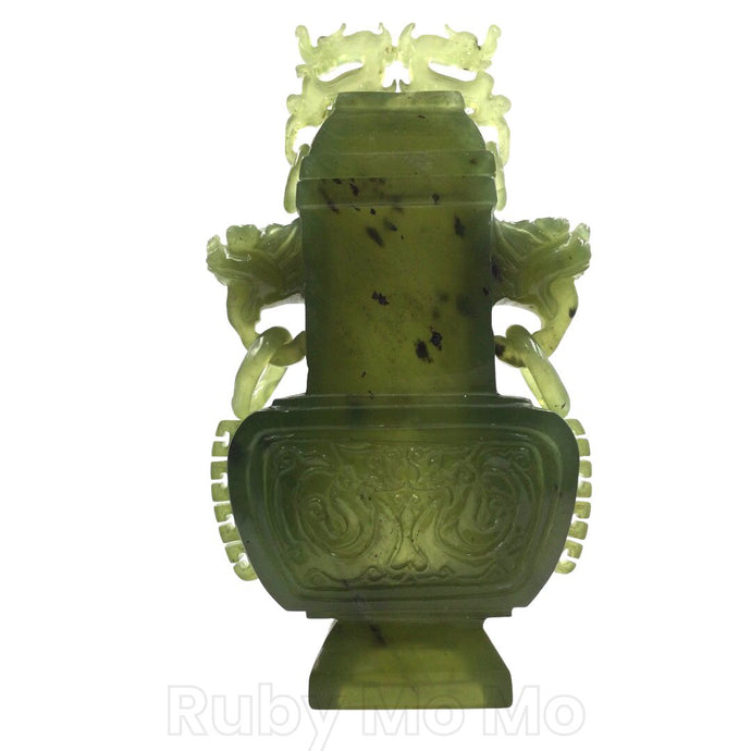 Antique Jade Incense Burner with carvings