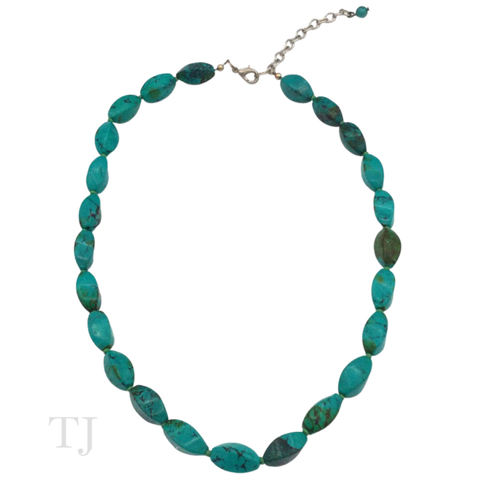 Blue Turquoise Cubic Necklace with extension chain