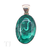 Load image into Gallery viewer, Malachite Oval Shape Pendant in Sterling Silver
